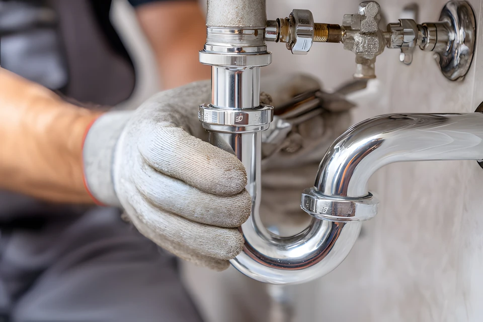 Un technicien en chemise &agrave; carreaux ajuste les param&egrave;tres d'une chaudi&egrave;re murale domestique tout en consultant un carnet de maintenance